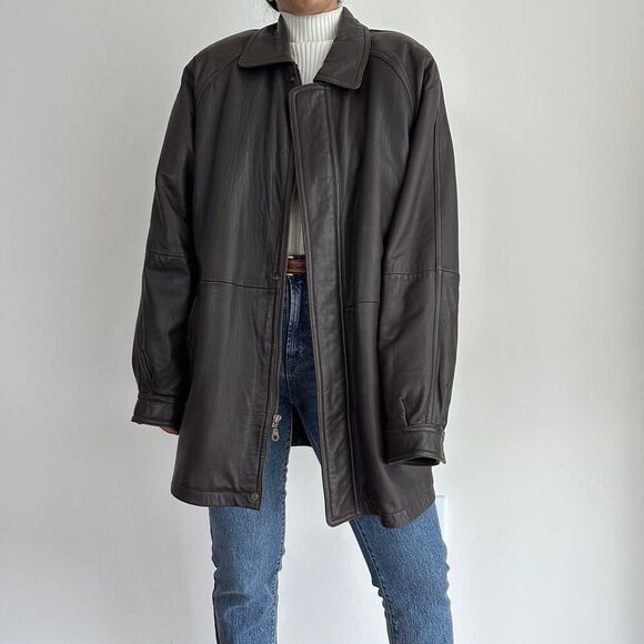 Vintage Leather Oversized Jacket - Picture 5 of 12